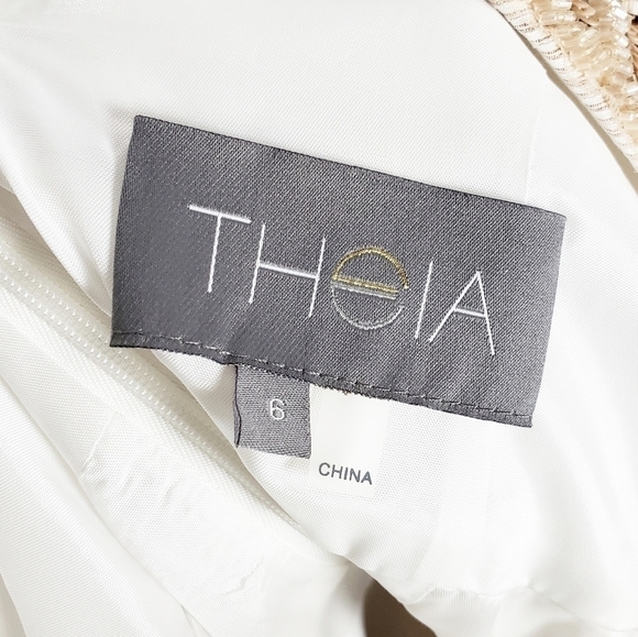 THEIA metallic stripe cocktail dress with beading and sequin wedding - Picture 5 of 6